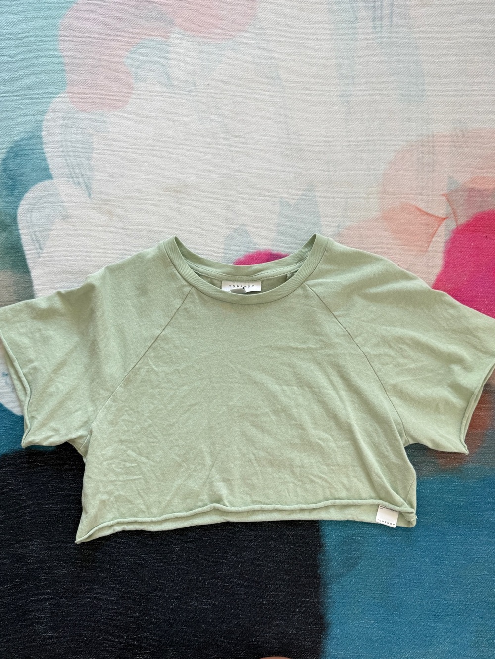 Topshop Green Crop Tee